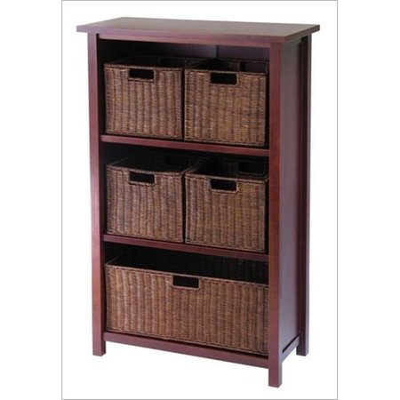 WINSOME Winsome 94313 Milan 6 Piece Cabinet or Shelf and Baskets - Shelf  One Basket  4 Small Baskets - Antique Walnut 94313